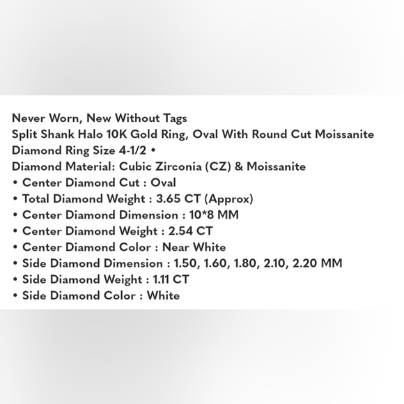 Custom Made Halo 10K Gold Ring, Oval With Round Cut Moissanite Diamond Ring - Picture 4 of 4